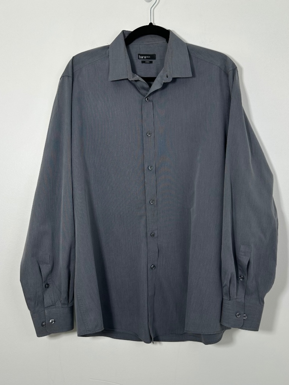 Bar III Mens Size 16.5 34/35 Grey Slim Fit Button Down Dress Shirt Formal Office